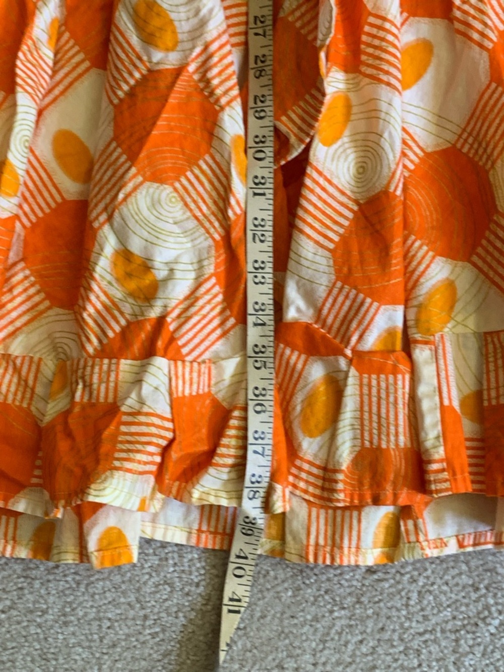 Women's Orange Geometric Tiered Maxi Skirt - Picture 9 of 10